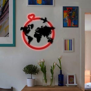 Letrero Neón Love Around – Decoración LED de Pared en Metal para Dormitorio, Parejas, Aniversarios o Regalos Románticos