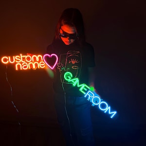 Letrero de metal de neón personalizado, letrero de nombre de neón, letrero de neón, letrero de neón personalizado, decoración de neón