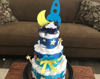 space themed baby shower cake