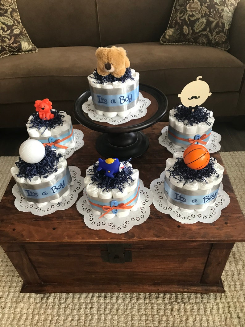 It's a boy baby Shower Centerpieces bundt diaper cakes Etsy