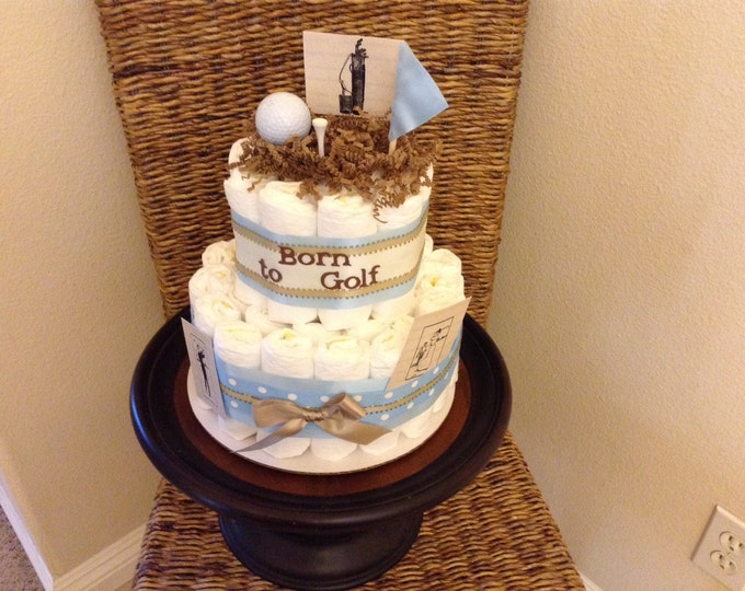Golf Diaper Cake Baby Shower Gift Centerpiece Born to Golf Etsy