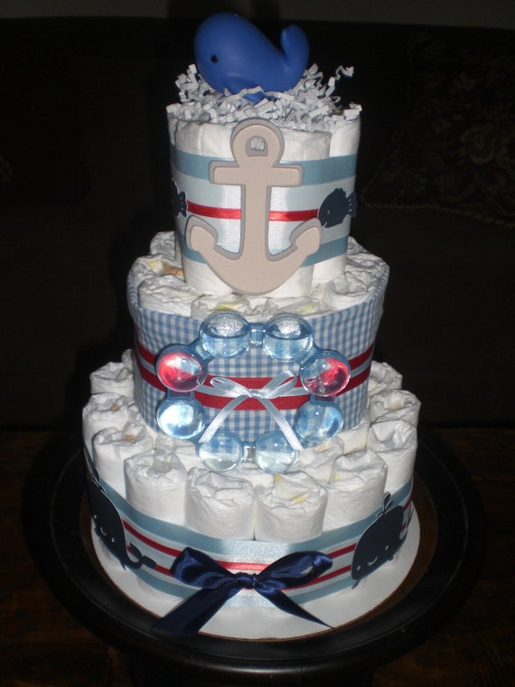 Voiliers De Gateau De Couches Sur Le Theme Marin Whale Beach Etsy