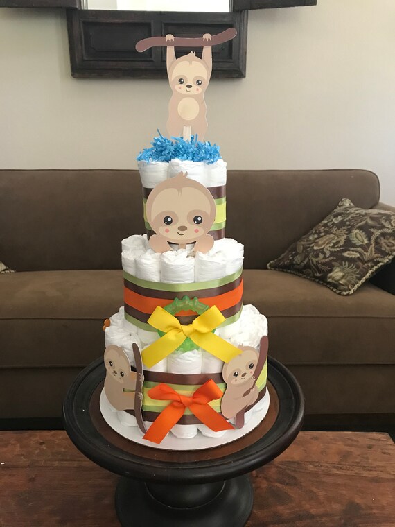 sloth diaper cake