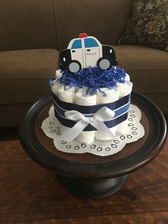 Police Voiture Couche Gateau Baby Shower Couches Gateaux Baby Etsy