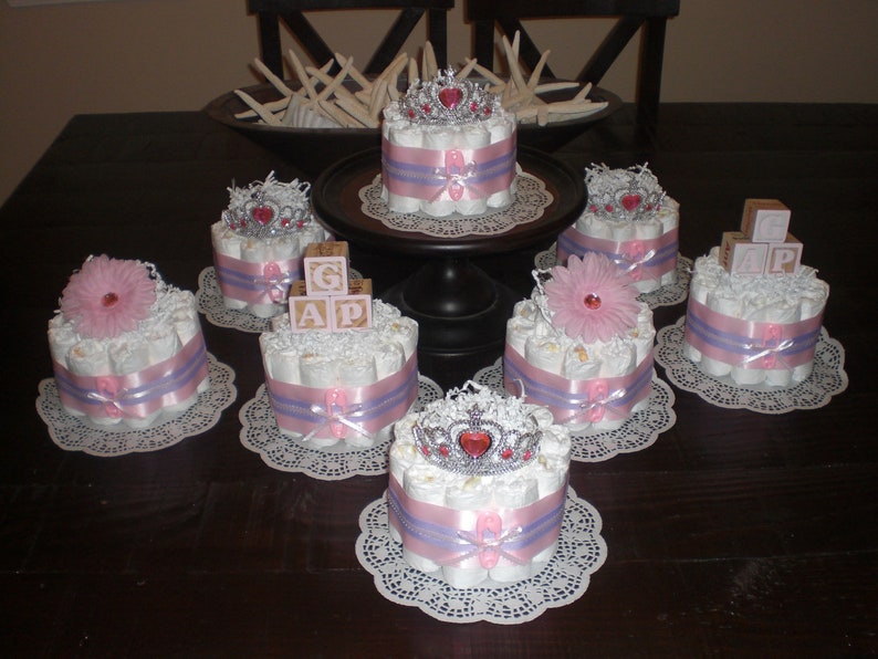 Pink And Purple Bundt Baby Shower Centerpieces Diaper Cakes Etsy