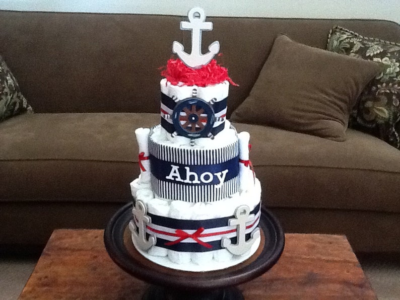 Ahoy It's a Boy Nautical Anchor Diaper Cake Baby Shower Etsy