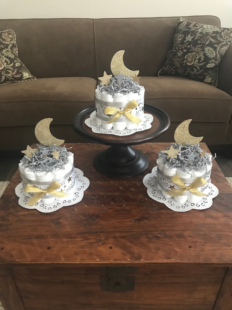 Moon and Stars Whimsical Diaper Cake Baby Shower Moon and Stars Whimsical Diaper Cake Baby Shower