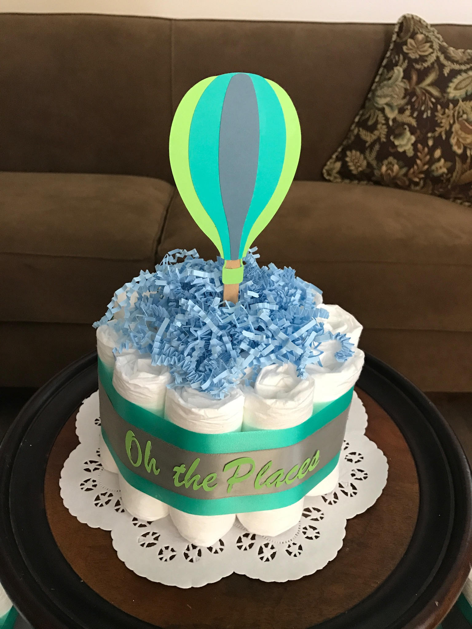 Gateau De Couche De Montgolfiere Oh Les Endroits Baby Shower Etsy France