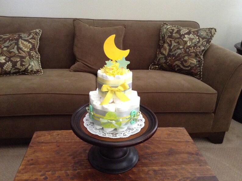 Moon and Stars Whimsical Diaper Cake Baby Shower Centerpiece Etsy