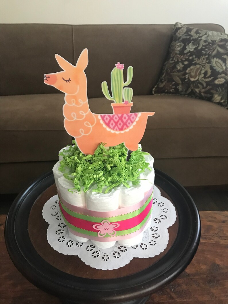Llama cactus Baby Shower Centerpieces Bundt Size Diaper cakes Etsy