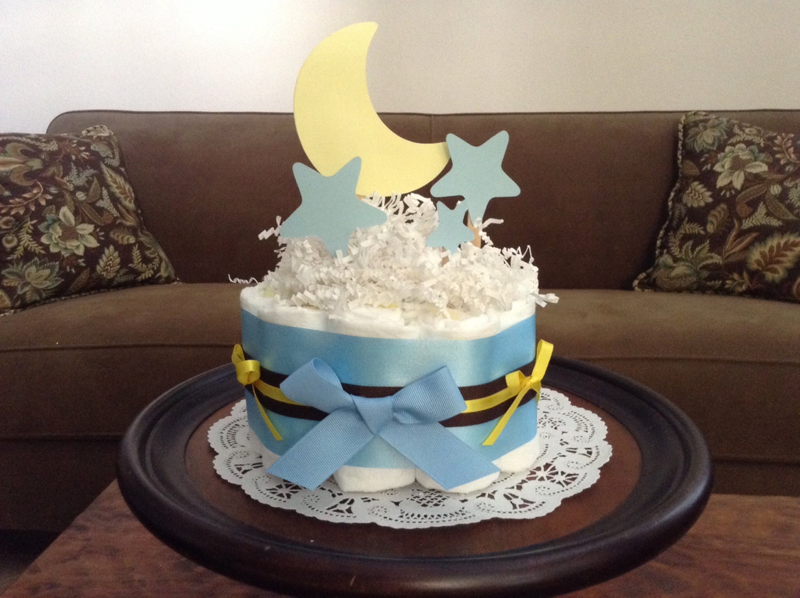 Moon and Stars Whimsical Diaper Cake Baby Shower Centerpiece Etsy