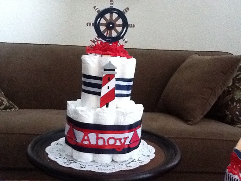 Ahoy it's a Boy nautical Anchor Diaper Cake Baby Shower Etsy