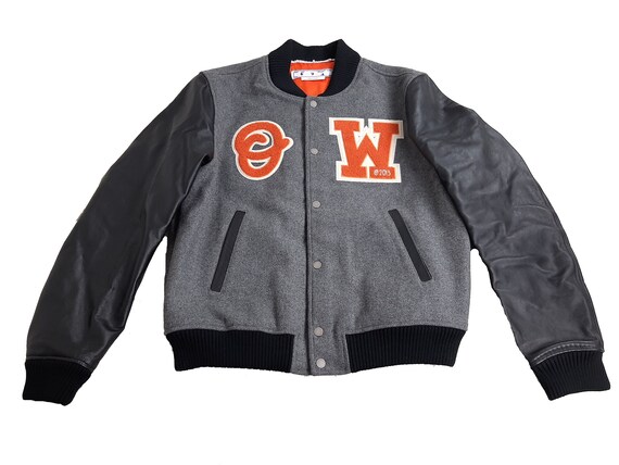 Off-White Patchwork Varsity Jacket Gray Men's Siz… - image 3