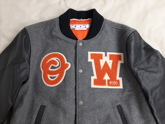 Off-White Patchwork Varsity Jacket Gray Men's Siz… - image 5