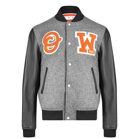Off-White Patchwork Varsity Jacket Gray Men's Siz… - image 2