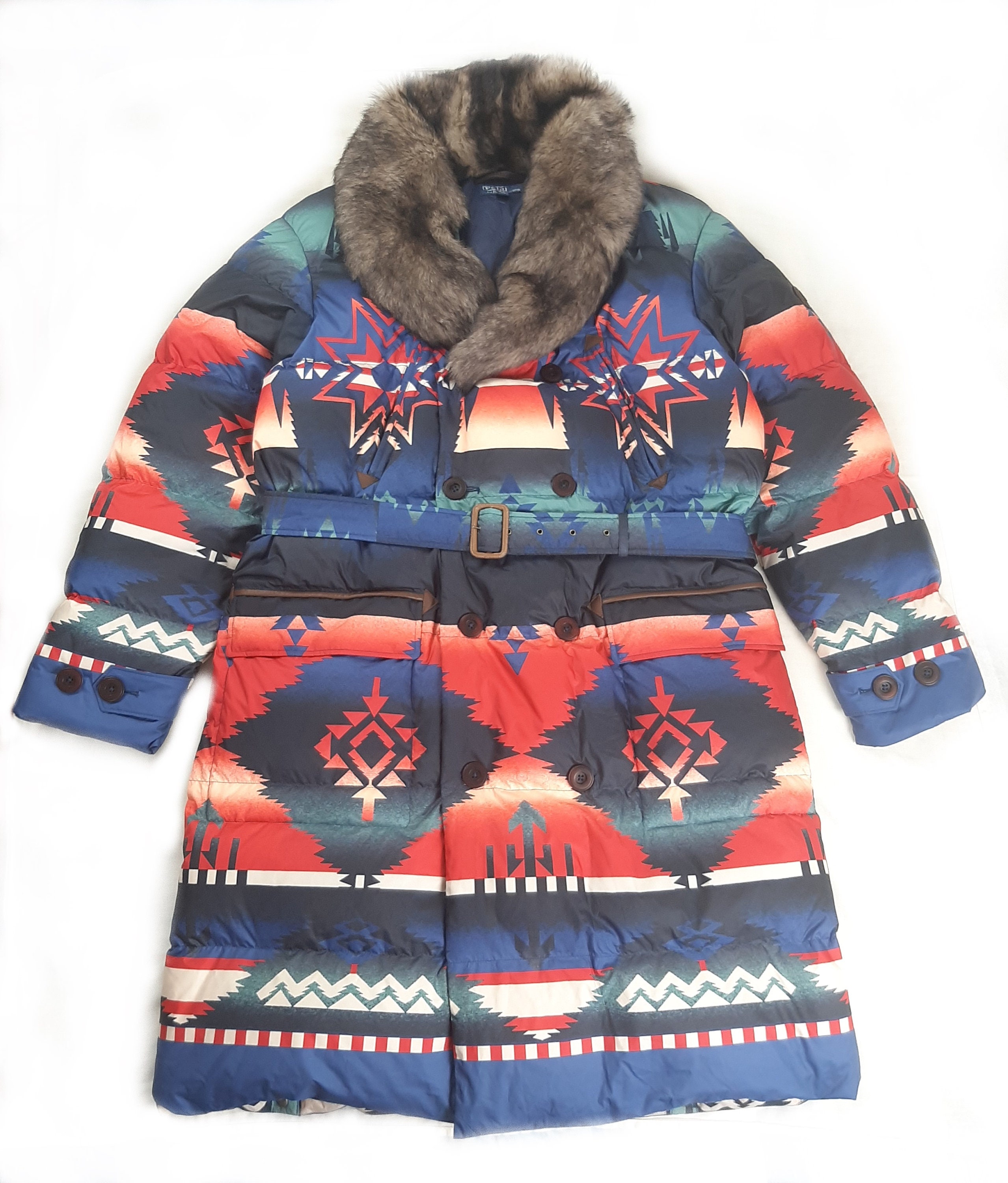 Polo Ralph Lauren Aztec Down Coat Men s Size XL Lamb Shearling Fur Southwestern Etsy UK