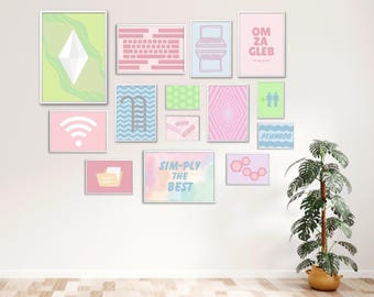 Sims wall art - Digital Download - Gaming - Gallery wall - Plumbob