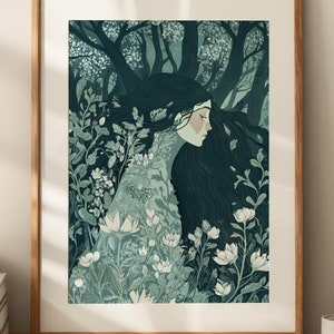 Forest Guardian Art Print: Cottagecore Fantasy Wall Art (Digital Download)