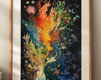 Fantasy Art Print: Magic Creation, Cottagecore Wall Decor (Digital Download)
