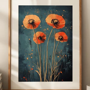 Witchy Red Poppy Flower Art Print: Cottagecore Wall Decor (Printable)