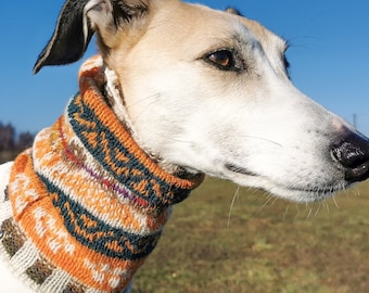 Fair Isle Dog Greyhound Whippet Cowl Scarf Snood - Pure Wool