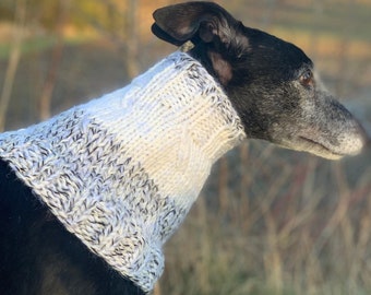 Sciarpa/scaldacollo per cani a maglia grossa - Levriero bianco e nero