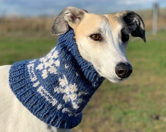 Dog Greyhound Cowl / Snood - Snowflake Christmas Pattern