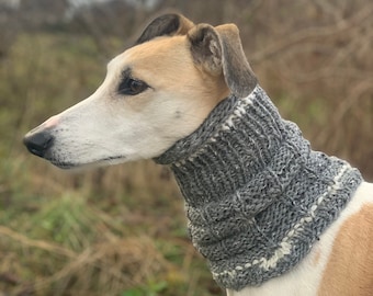 Gray Tweed Dog Whippet Greyhound Snood / Cowl