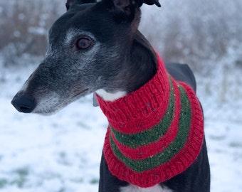 Sighthound Whippet Snood Cowl - Red and Olive Green
