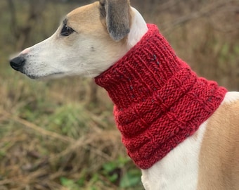 Dog Whippet Greyhound Snood Cowl - Red Tweed