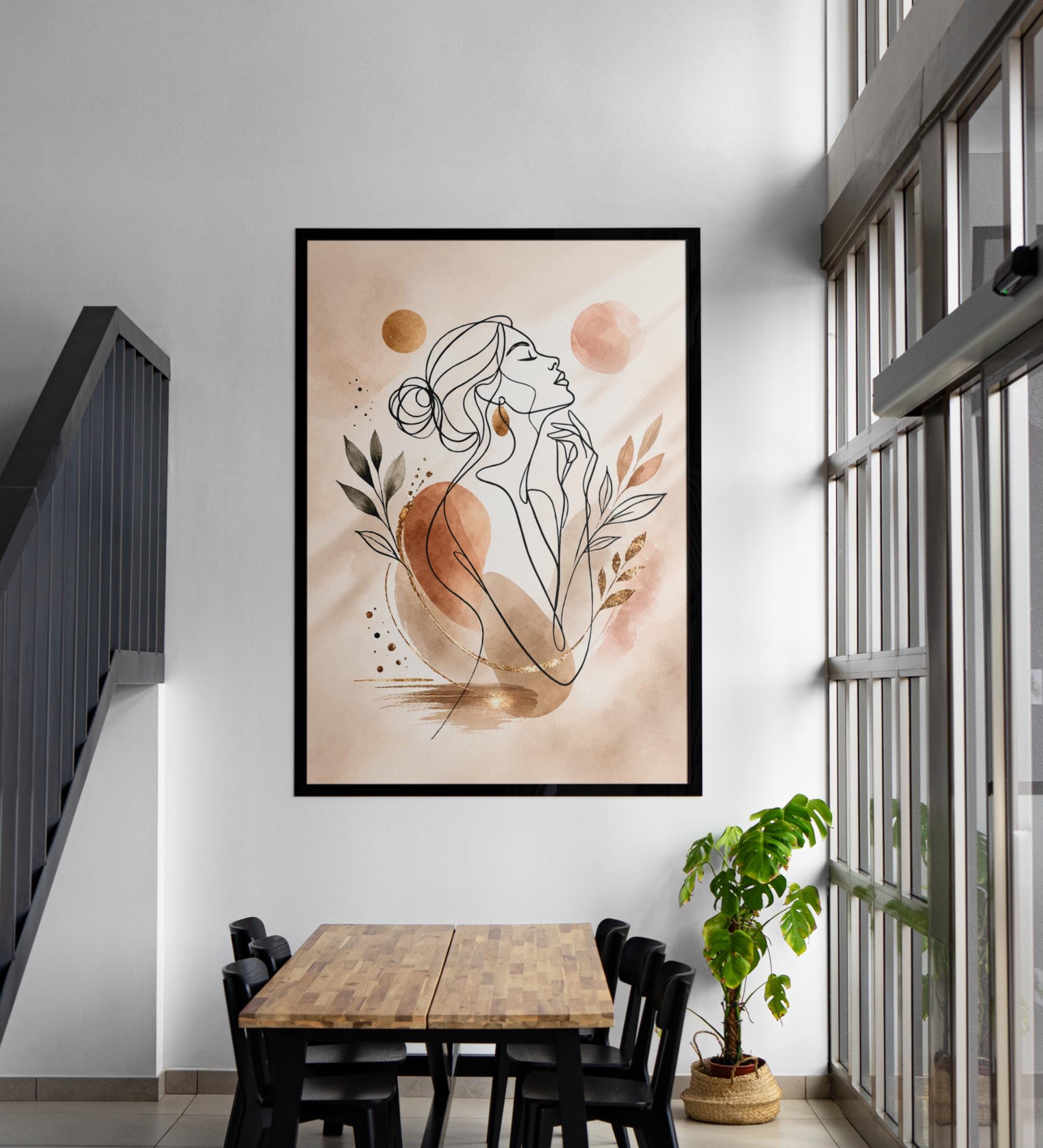 Minimalist Female Line Art Print | Abstract Woman Wall Art (digital ...