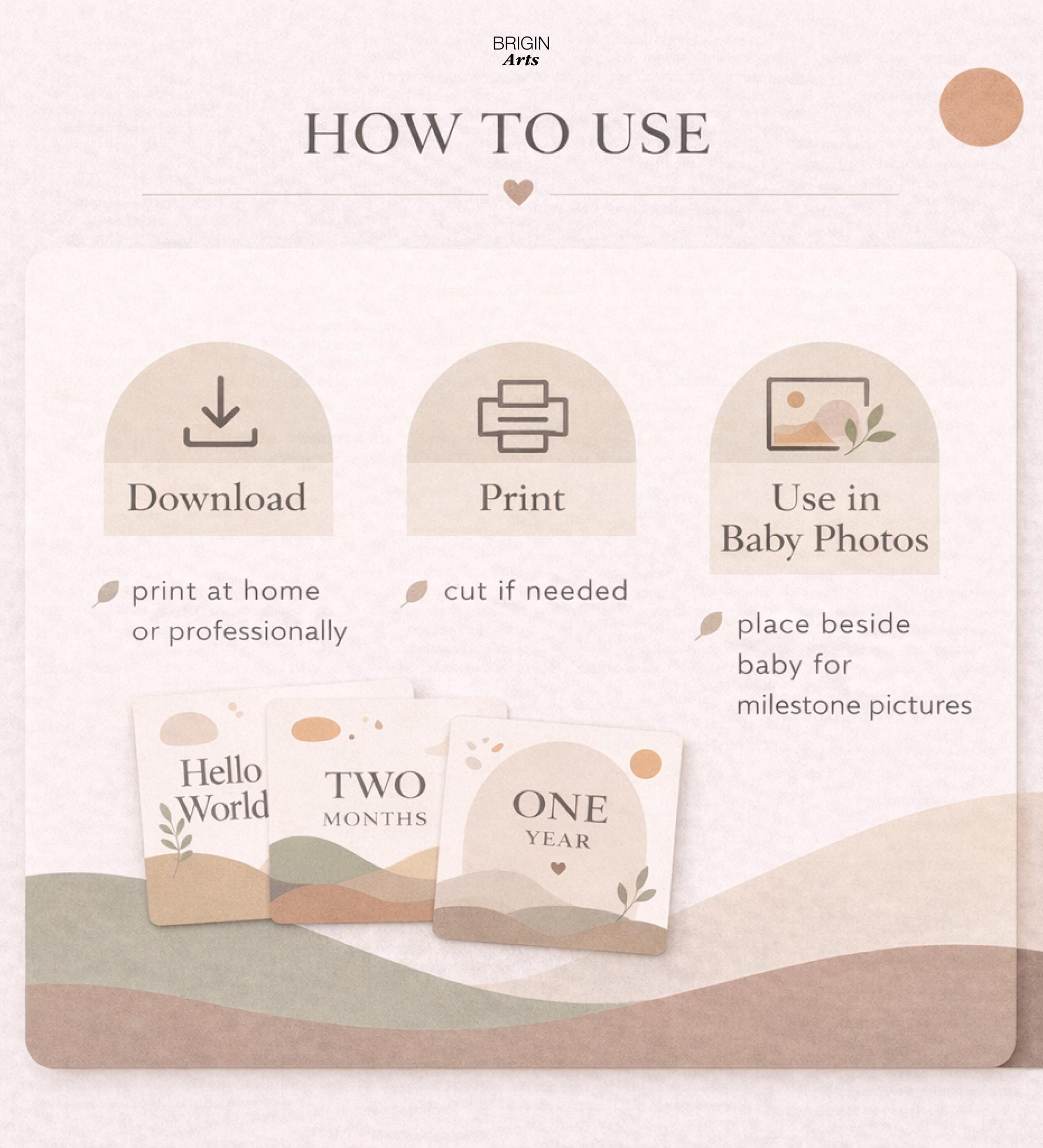 Baby Milestone Cards Printable | Neutral Japandi Monthly Baby Cards ...