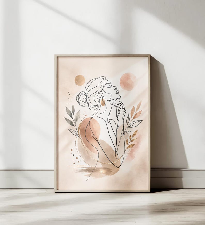 Minimalist Female Line Art Print | Abstract Woman Wall Art (digital ...