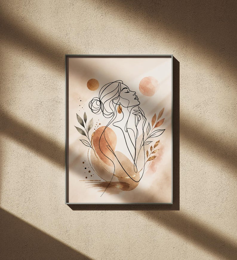 Minimalist Female Line Art Print | Abstract Woman Wall Art (digital ...