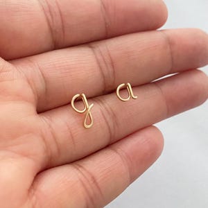 14k Gold Filled Initial Stud Earrings: Dainty Script Two Letter Studs