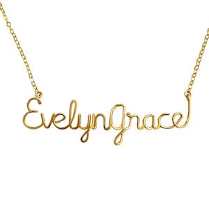 Custom 14k Gold Filled Two Name Necklace: Script Double Name Pendant
