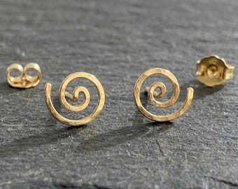 14k Gold Filled Spiral Stud Small Earrings: Tarnish Free Swirls