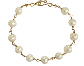 Freshwater Pearl Bracelet: 14k Gold Filled Infinity Clasp, Bridal Jewelry