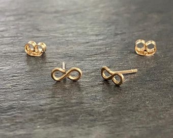 Tiny 14k Gold Filled Infinity Stud Pair of Earrings (7mm)