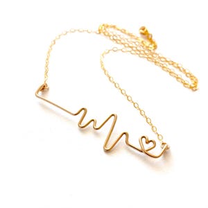 Heartbeat Necklace. Nurse Necklace. Doctor necklace. Heart beat pendant. EKG necklace. Personalized 14k gold filled heartbeat pendant.