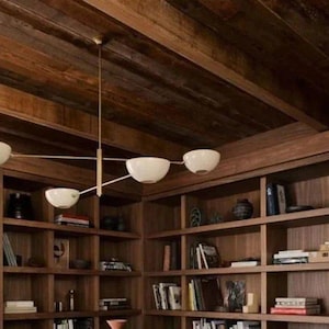 4 Light Mid Century Modern Raw Brass Pendant Sputnik chandelier light Fixture Modern Brass Chandelier