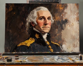 Fine Art Oil Painting George Washington Portrait | Hand-Painted Presidential Art | American History Wall Decor | Founding Father Canvas Art
