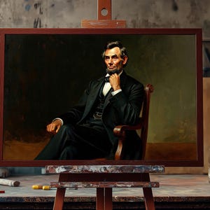 Abraham Lincoln Portrait | Fine Art Oil Painting | 16th President Wall Art | American History Decor | Vintage Leader Canvas | Hand-Painted