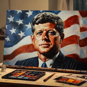 Fine Art Oil Painting John F. Kennedy Portrait | Hand-Painted Presidential Art | JFK Wall Decor | American History Canvas Artwork | Oil Art