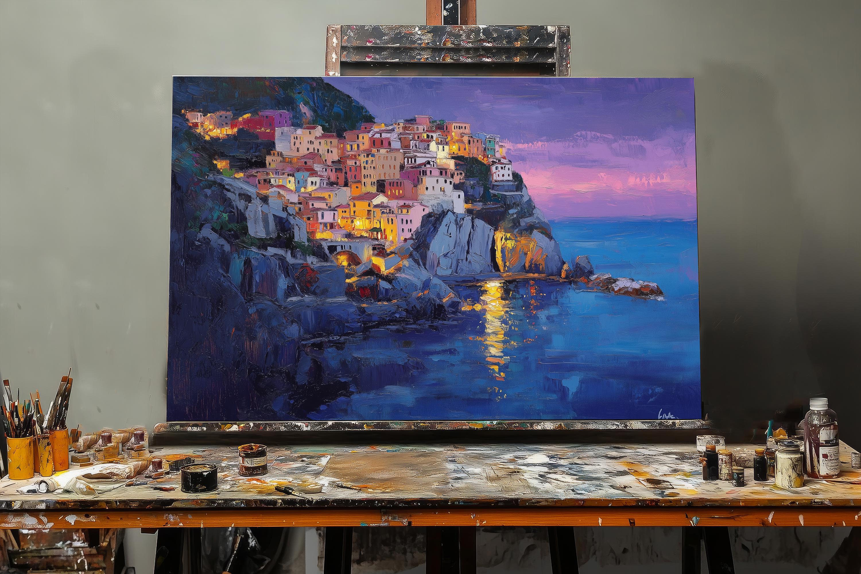Fine Art Oil Painting Cinque Terre Italy | Hand-painted Italian Coastal ...