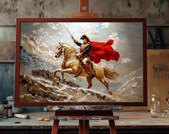 Napoleon Bonaparte Oil Painting | Emperor Portrait Canvas Art | Hand-Painted French Military Leader | Historical Wall Decor | Regal Accent
