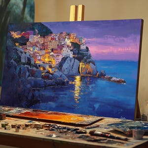 Fine Art Oil Painting Cinque Terre Italy | Hand-painted Italian Coastal ...