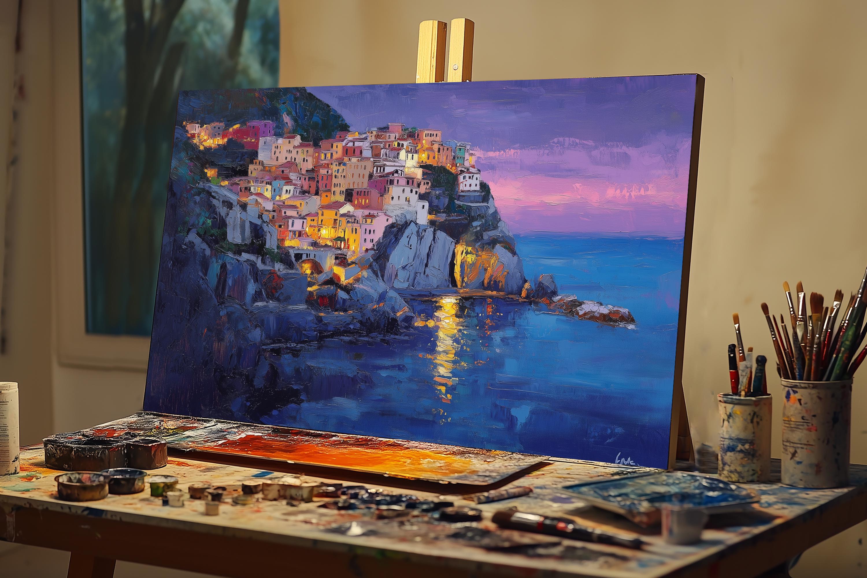 Fine Art Oil Painting Cinque Terre Italy | Hand-painted Italian Coastal ...