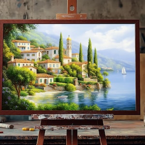 Italian Landscape Oil Painting | Hand-Painted Tuscany Countryside Art | Mediterranean Wall Decor | Rustic European Canvas | Scenic Nature