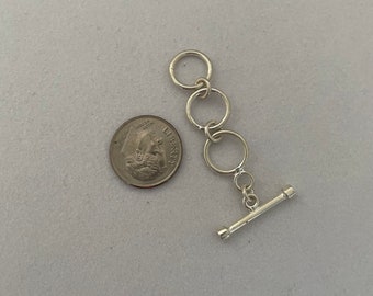 Sterling Silver 3 Loop Toggle Clasp for Bracelet Necklace
